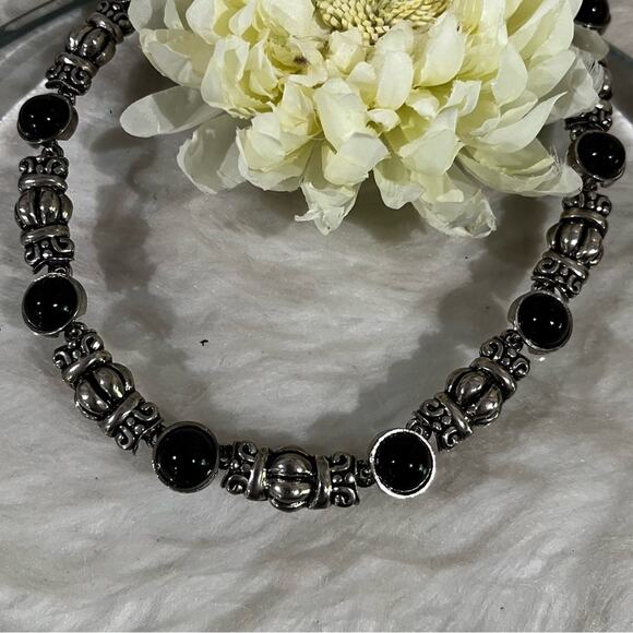 NEW Sundance Vintage Mexican Sterling Silver Glass Chunky Link Clasp Necklace 18 - Picture 5 of 14